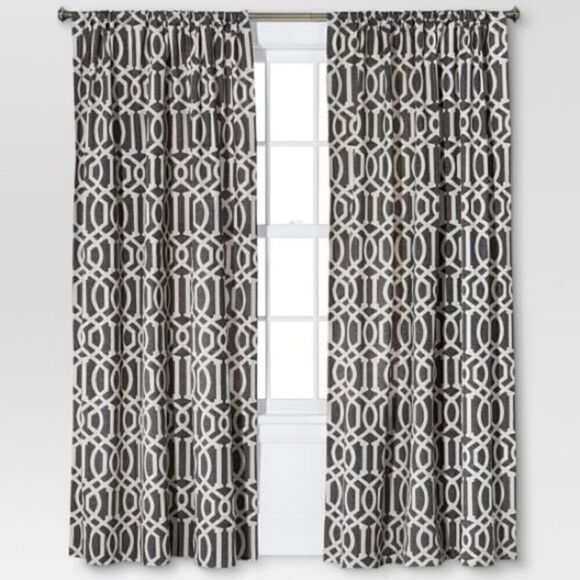 Threshold blue and white lattice curtain panels - Picture 1 of 5